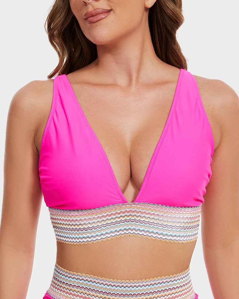 🎁Last Day 49% OFF🔥 High Waisted Tummy Control Color Block Bikini Sets